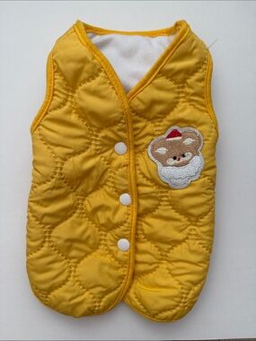 Dog Yellow Quilted Vest with Bear Patch